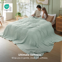 Bedsure détail des bords et coutures indiquant durabilité et finition soignée