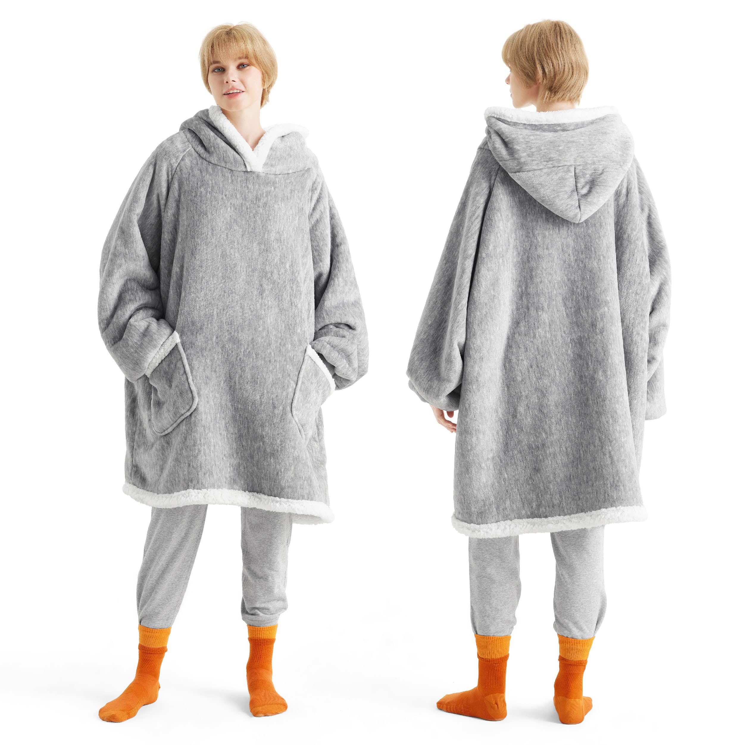 Bedsure capuche avant gris montrant confort et chaleur