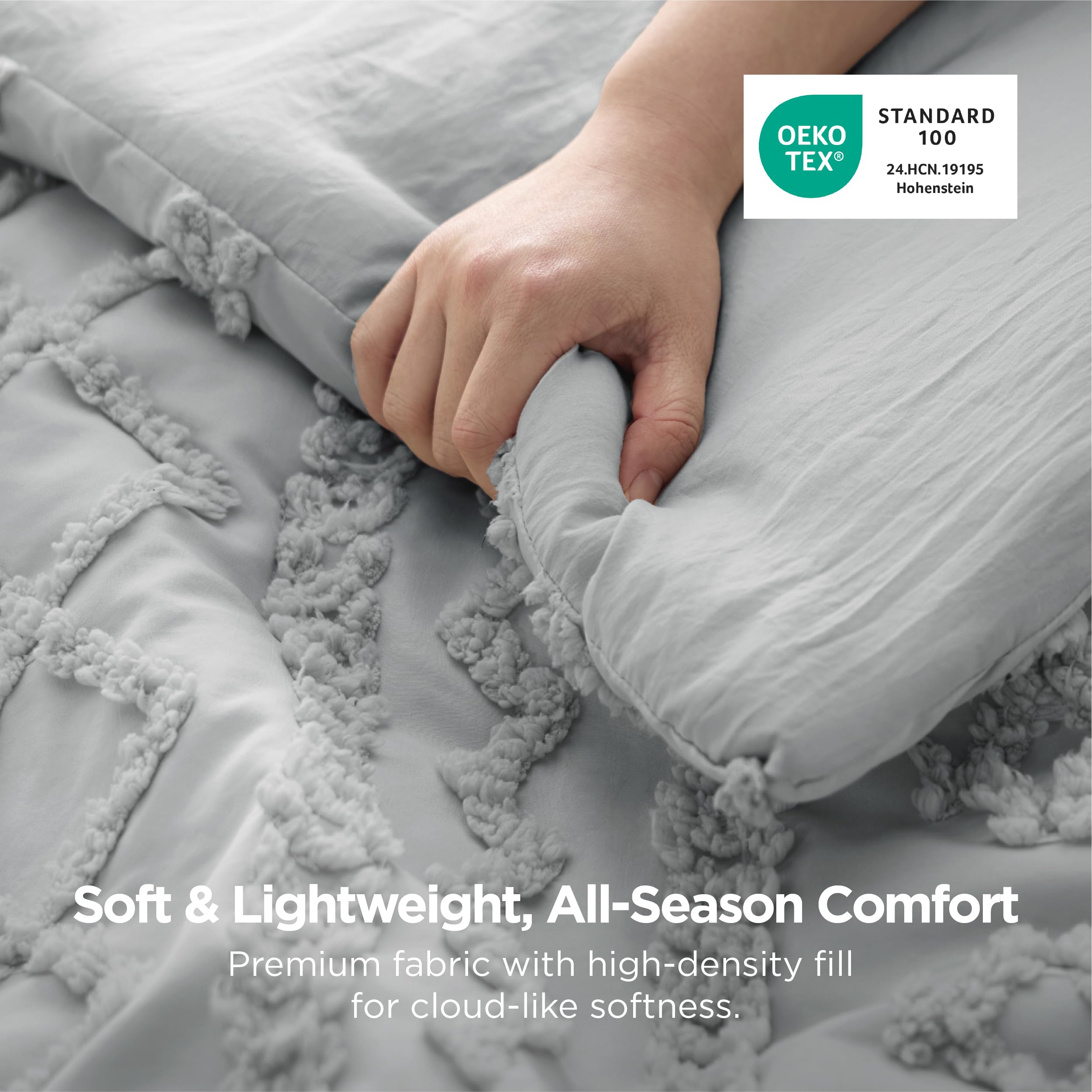 Bedsure détail de la taie d'oreiller avec broderie, finition soignée