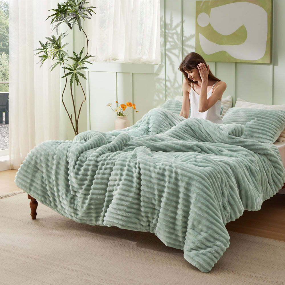 Bedsure comparaison d'échelle sur lit avec personne pour visualiser taille