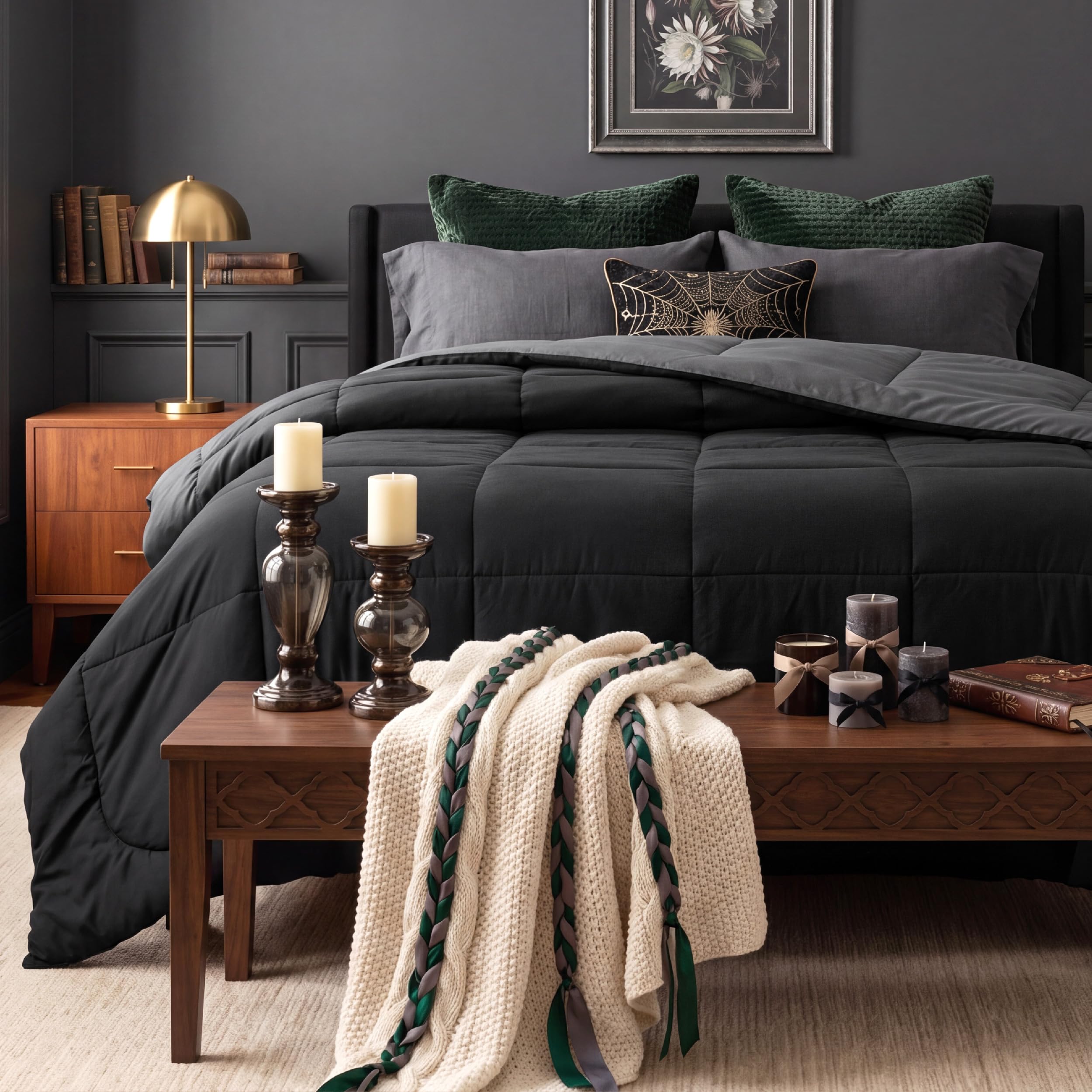 Bedsure couette posée comparée à un lit queen pour évaluer taille