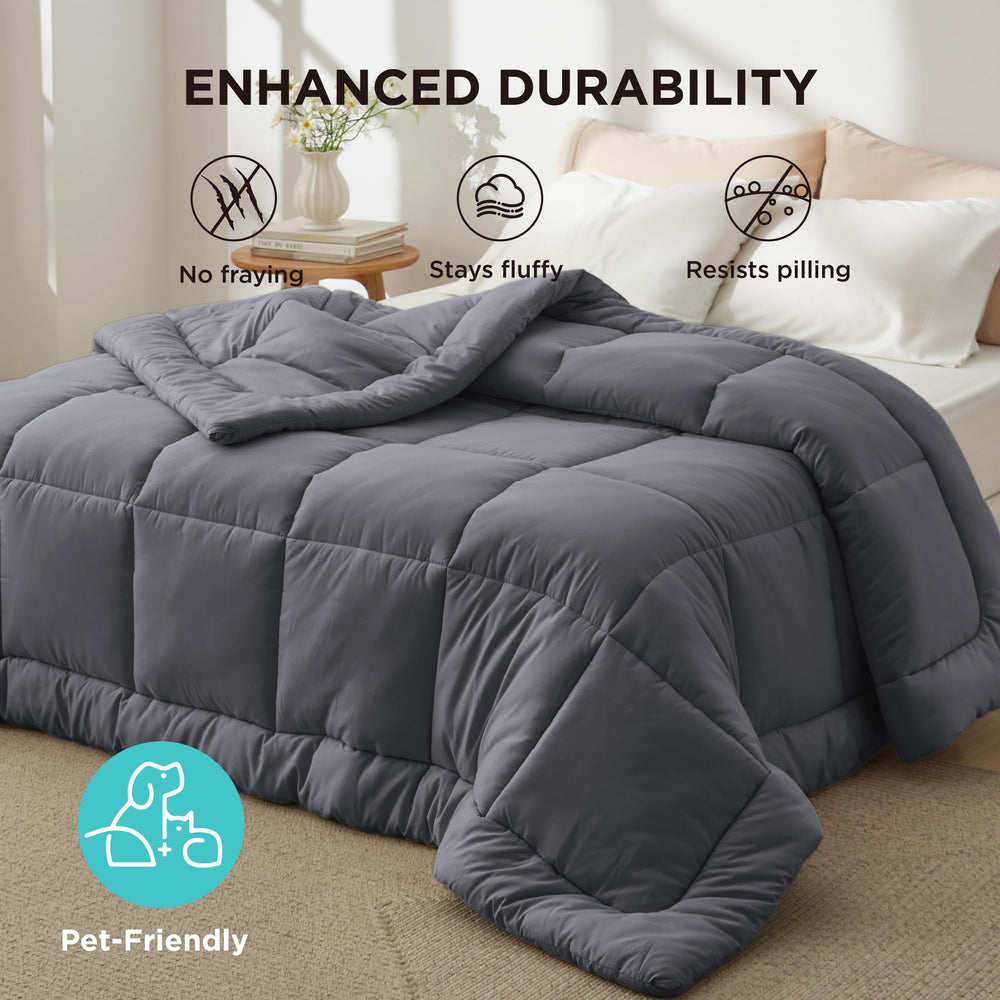 Bedsure image comparant la couette à une règle montrant dimensions king précises 90x102 pouces