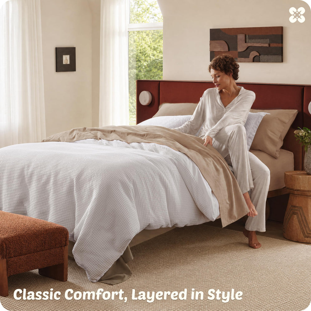 Bedsure comparaison taille king illustrant dimensions et tombé élégant