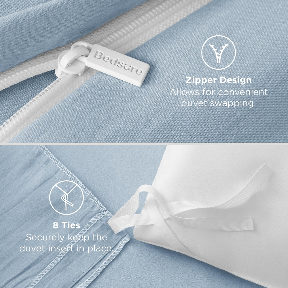Bedsure comparaison taille montrant housse queen sur lit pour évaluer ajustement