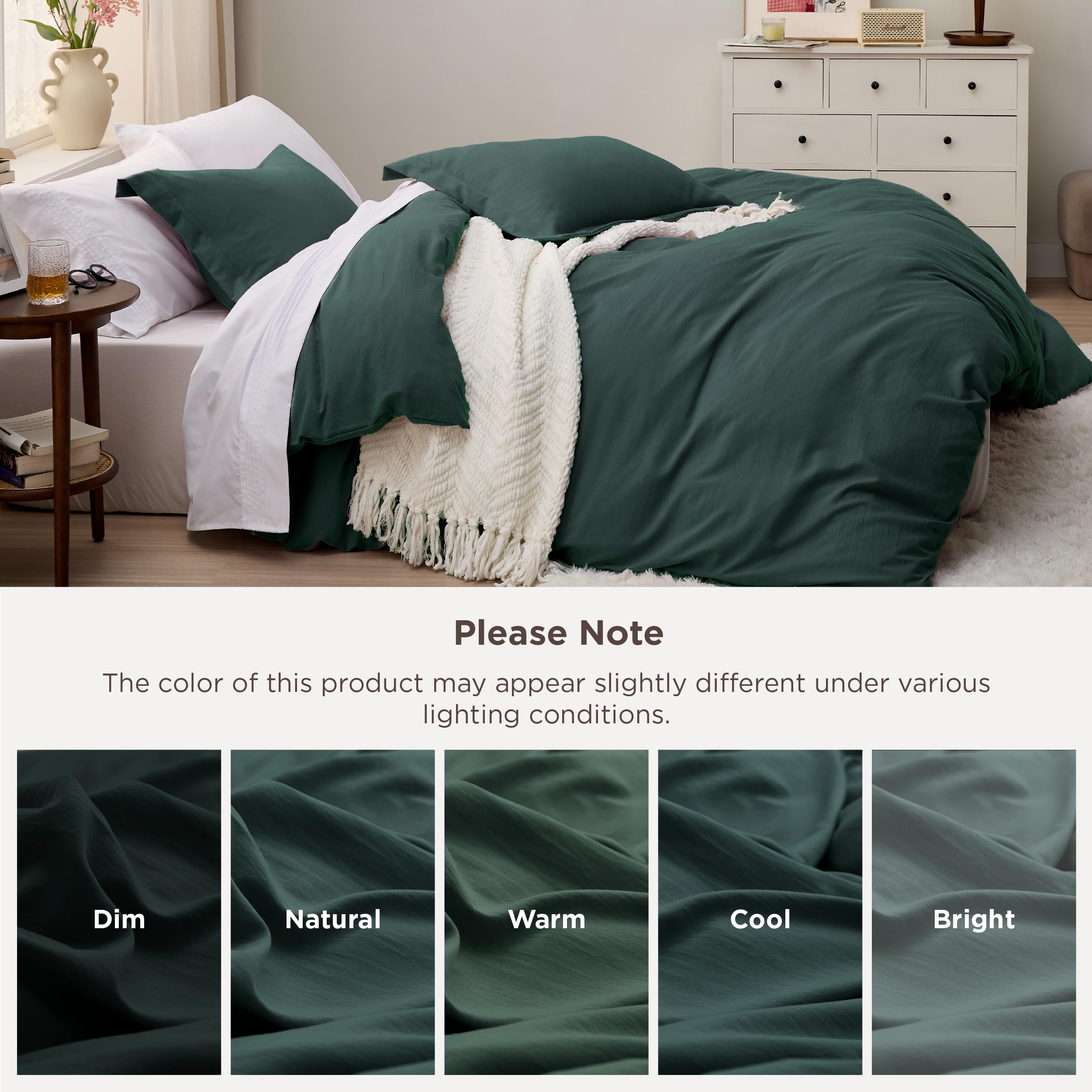 Bedsure housse queen posée sur matelas illustrant l'échelle et l'ajustement