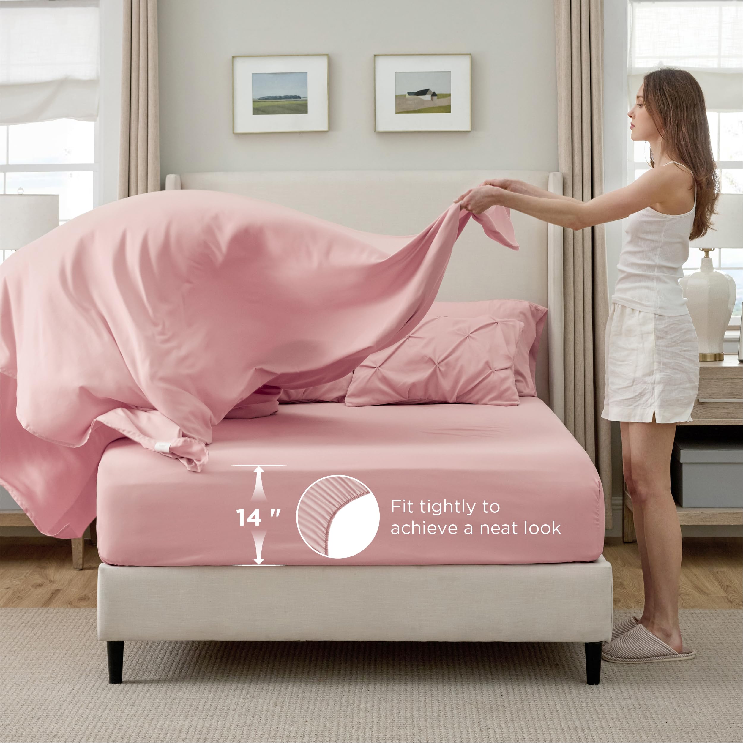 Bedsure comparaison montrant l’échelle exacte sur lit Queen