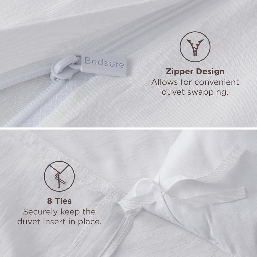 Bedsure comparaison taille Queen montrant l'ajustement précis pour couette 90x90