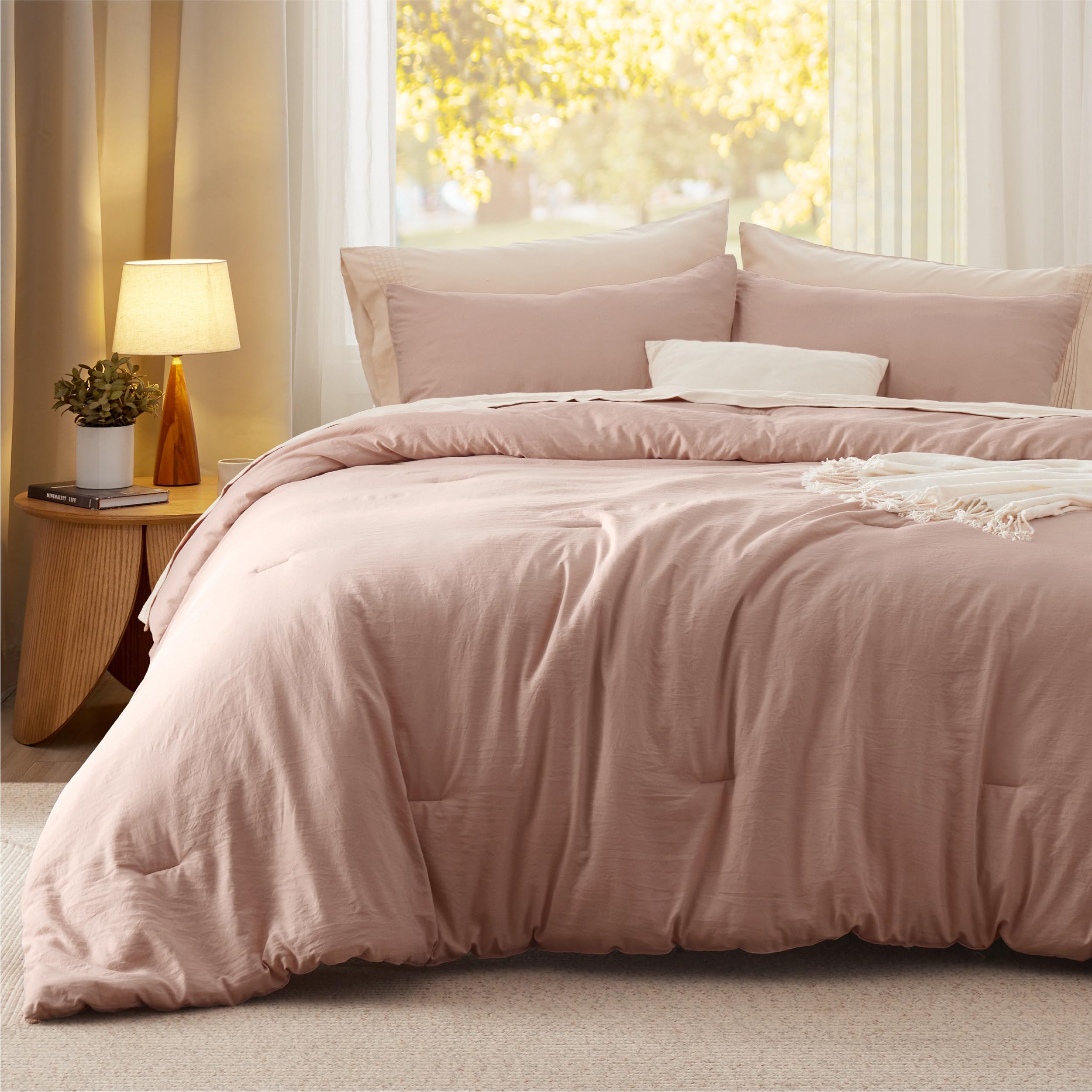 Bedsure gros plan texture tissu pré-lavé, douceur visible pour la peau