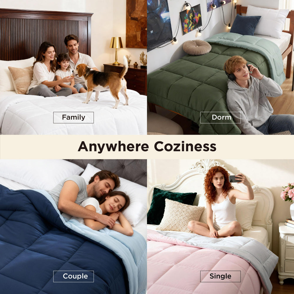 Bedsure couette utilisée en camping démontrant portabilité et confort