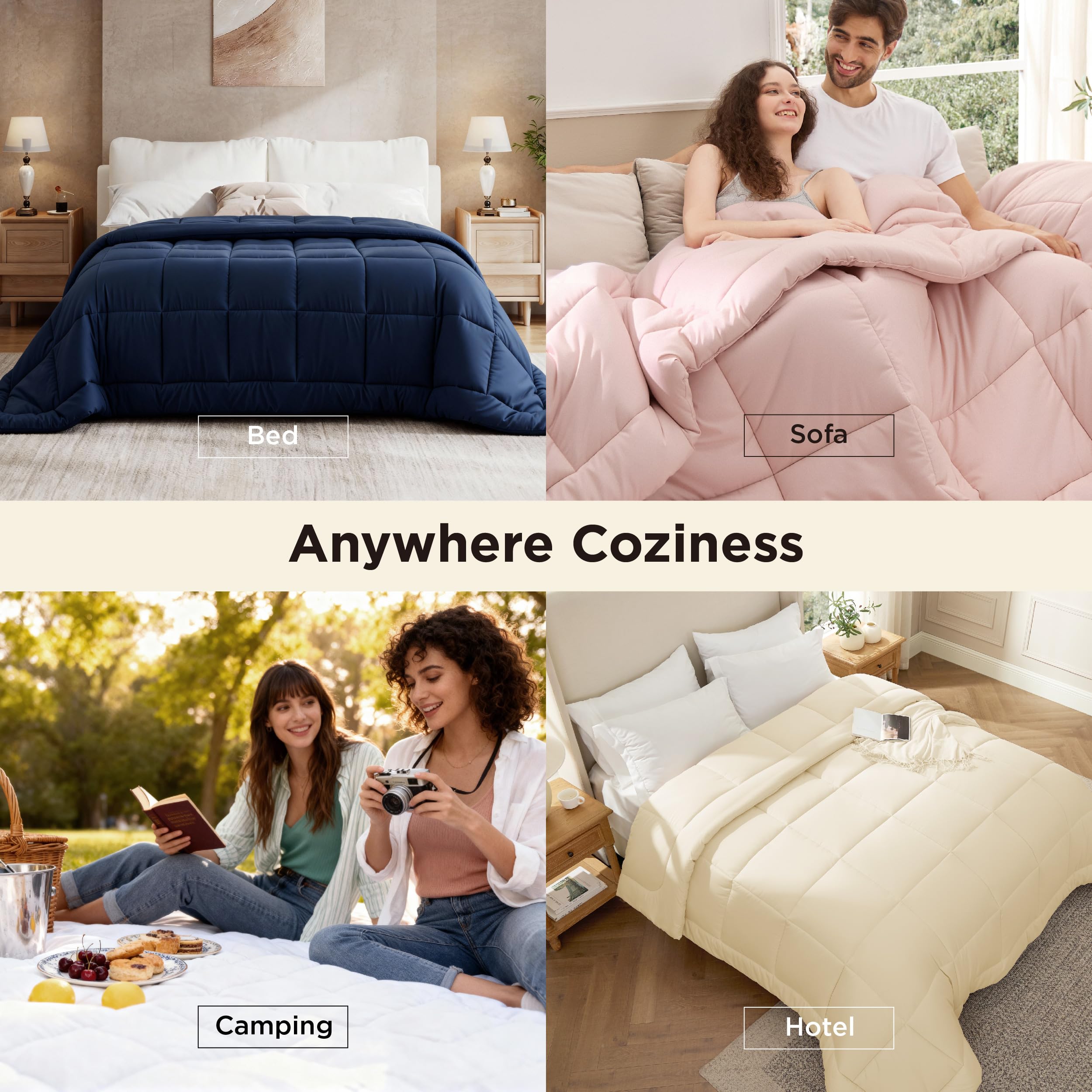 Bedsure couette installée sur lit King illustrant confort et couvre-lit ample