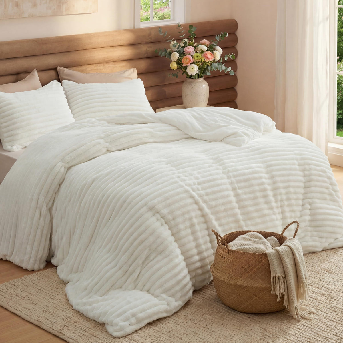 Bedsure couette face avant crème blanche montrant confort visuel et harmonie