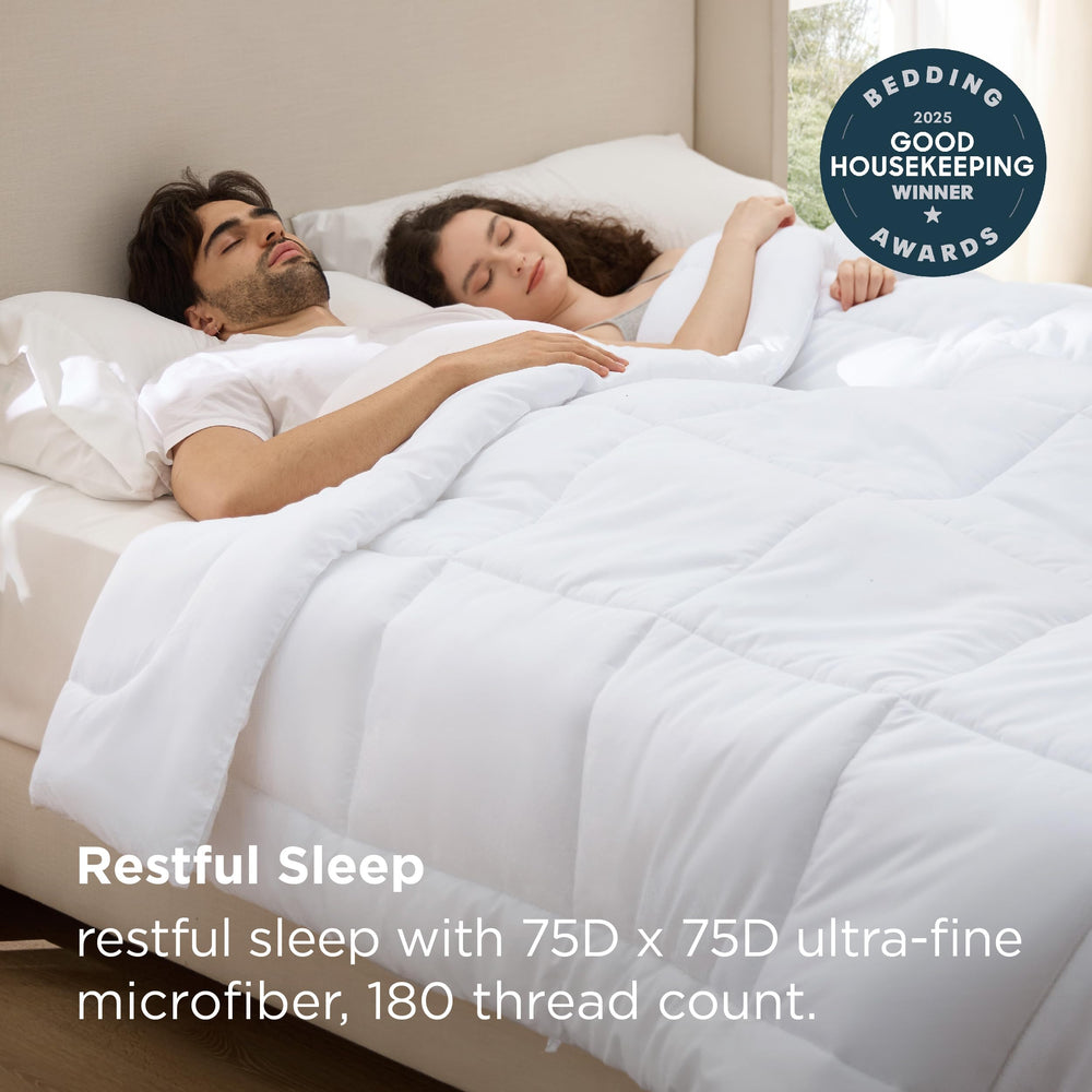 Bedsure profil de la couette montrant épaisseur moelleuse et maintien