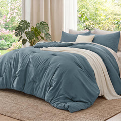 Bedsure couette face avant bleu ardoise montrant finition élégante et confort
