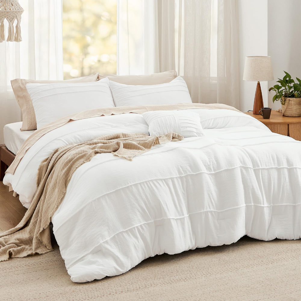 Bedsure vue avant de la couette boho blanche montrant un style élégant et apaisant