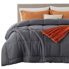 Bedsure couette face avant et emballage montrant stature et couleur gris pour une chambre soignée