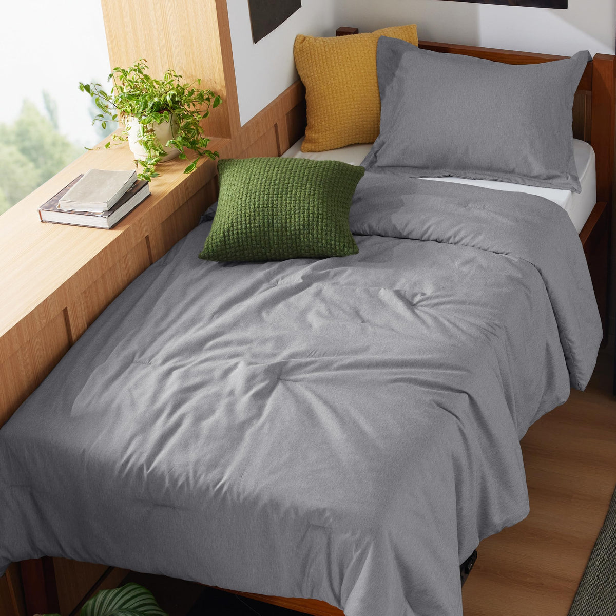 Bedsure vue avant de la couette gris montrant confort et style