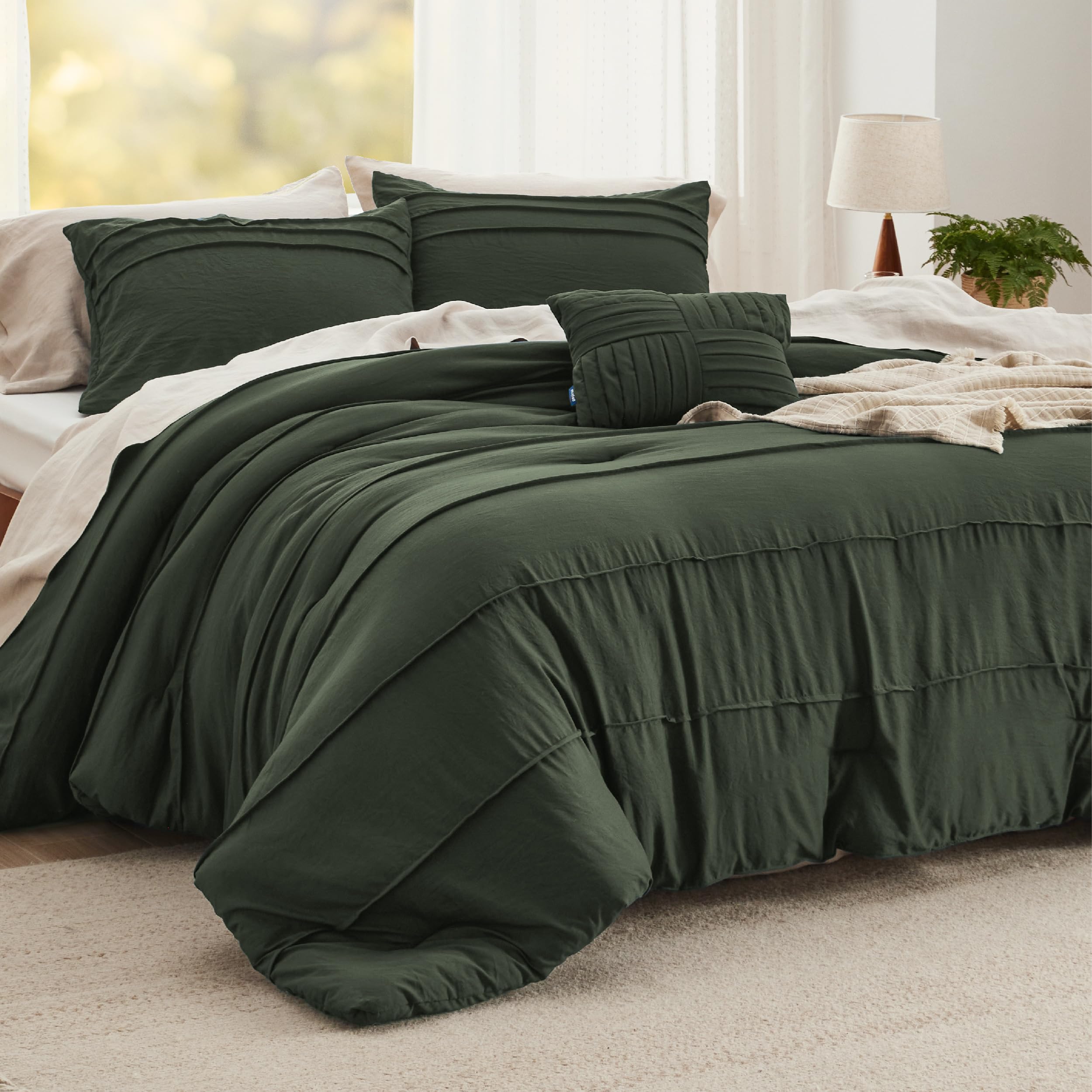 Bedsure couette face avant olive green, style boho apportant élégance
