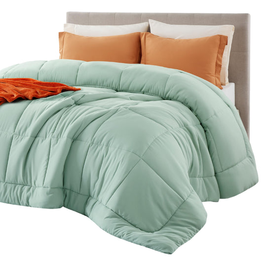 Bedsure couette face avant queen sage affichant drapé soyeux et confort