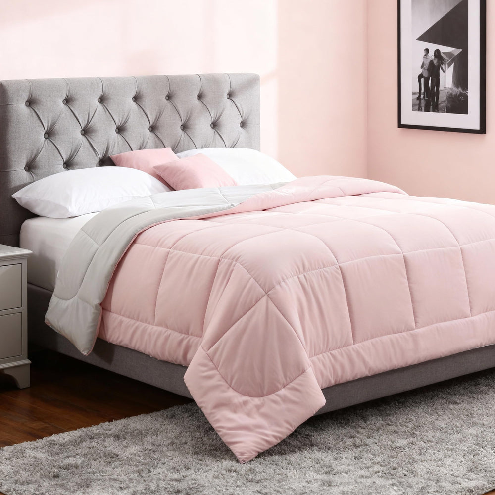 Bedsure couette face avant rose et gris, look réversible et moderne