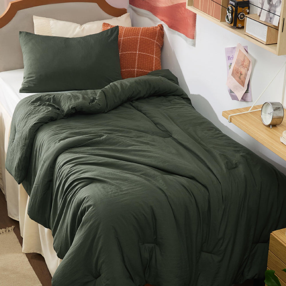 Bedsure couette face avant vert foncé élégante et confortable