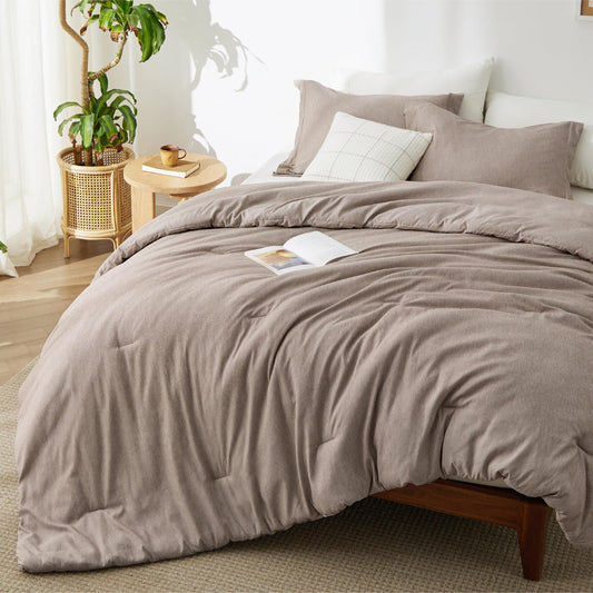 Bedsure couette face avant montrant couleur kaki et tombé élégant