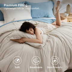 Bedsure couette California King beige présentée sur lit