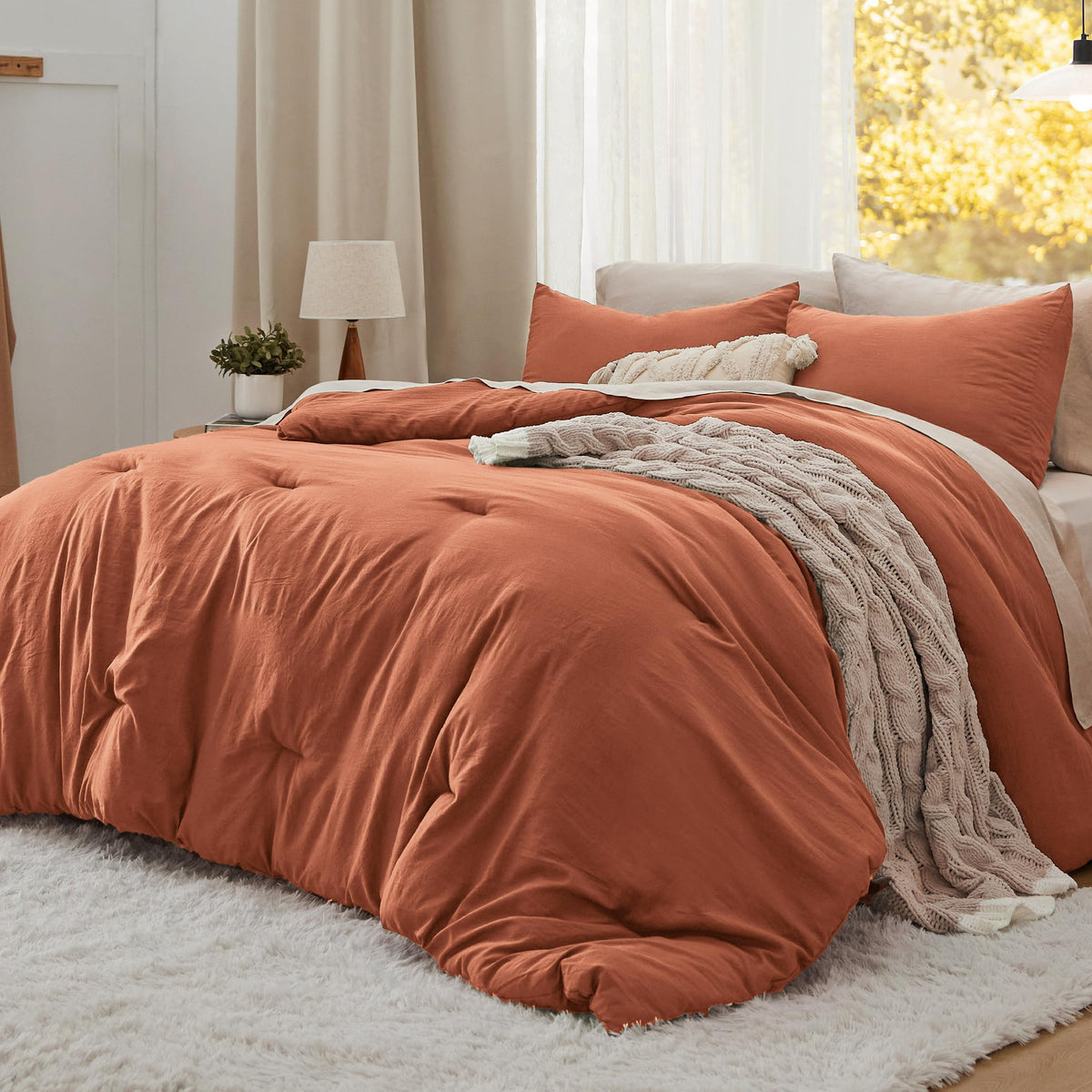 Bedsure couette face avant orange montrant chaleur et style