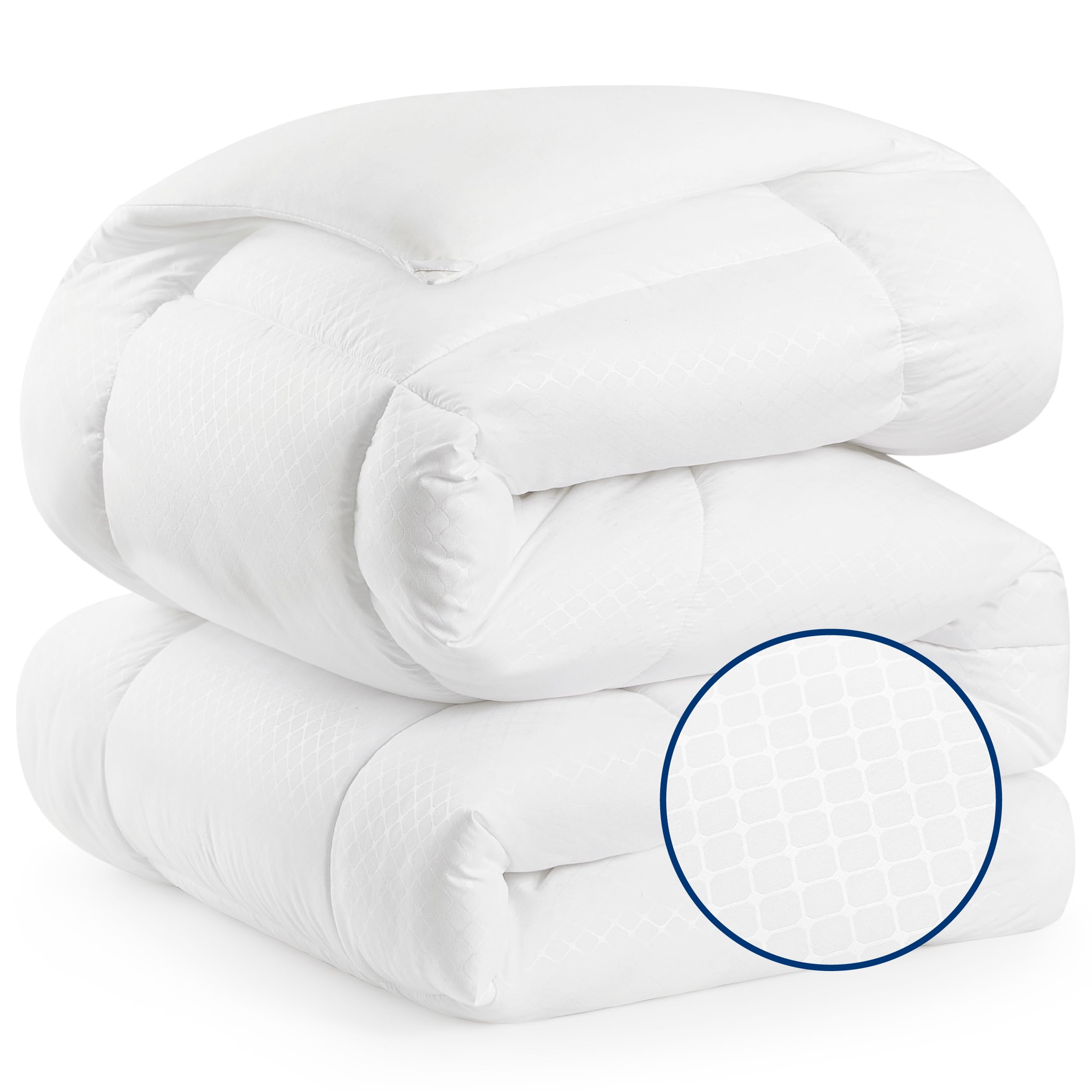 Bedsure couette vue de face montrant retombée et finition, confort accru