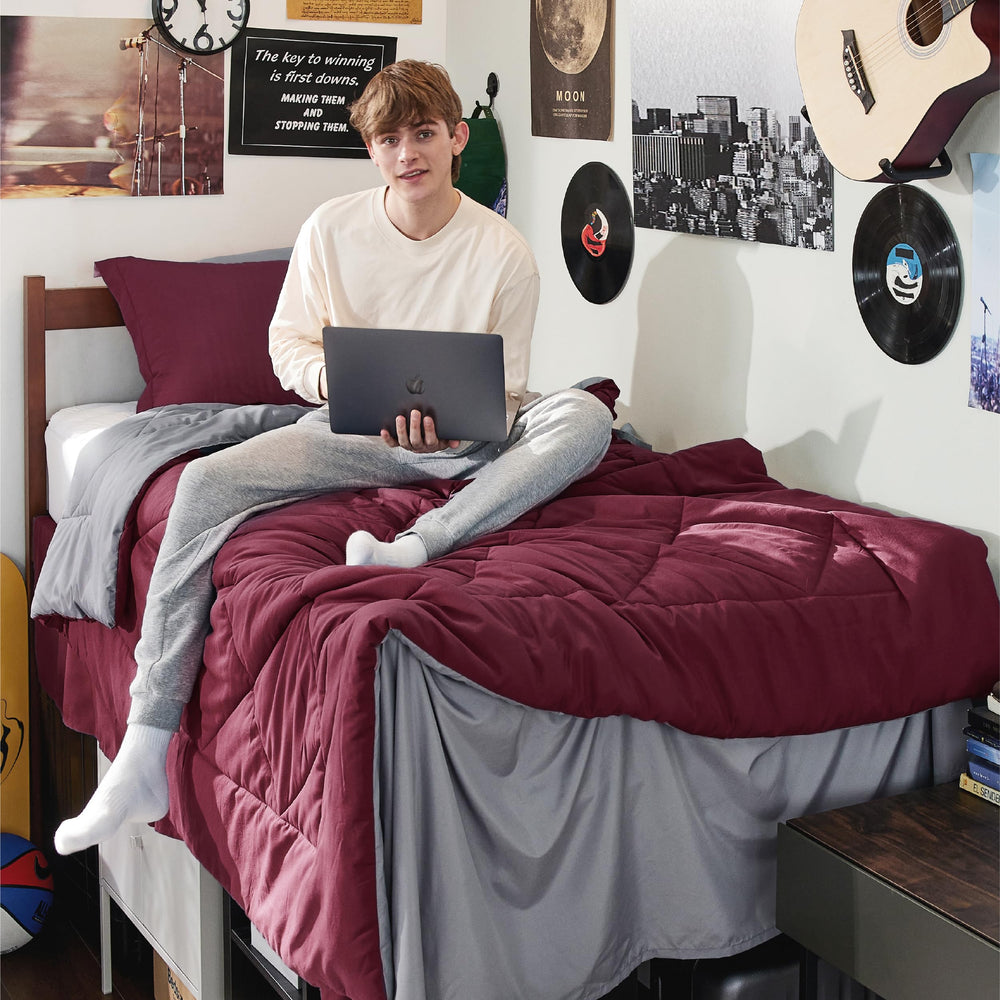 Bedsure couette face avant rouge pour un dortoir chaleureux et stylé