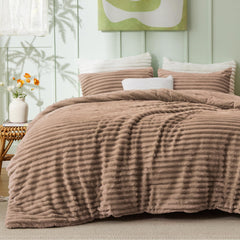 Bedsure couette face avant montrant style taupe et confort