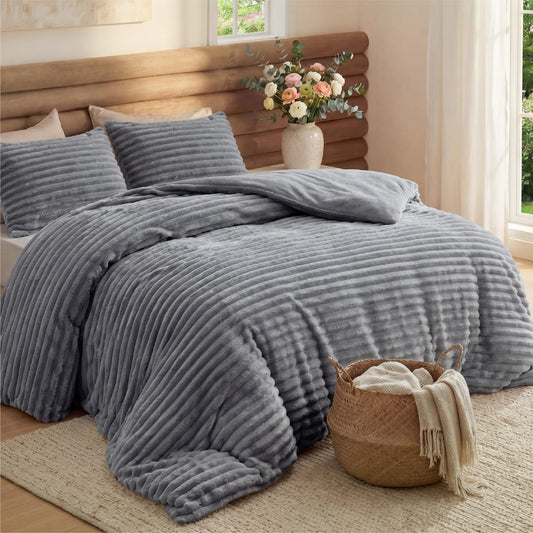 Bedsure couette face avant montrant couleur grise et confort chaleureux