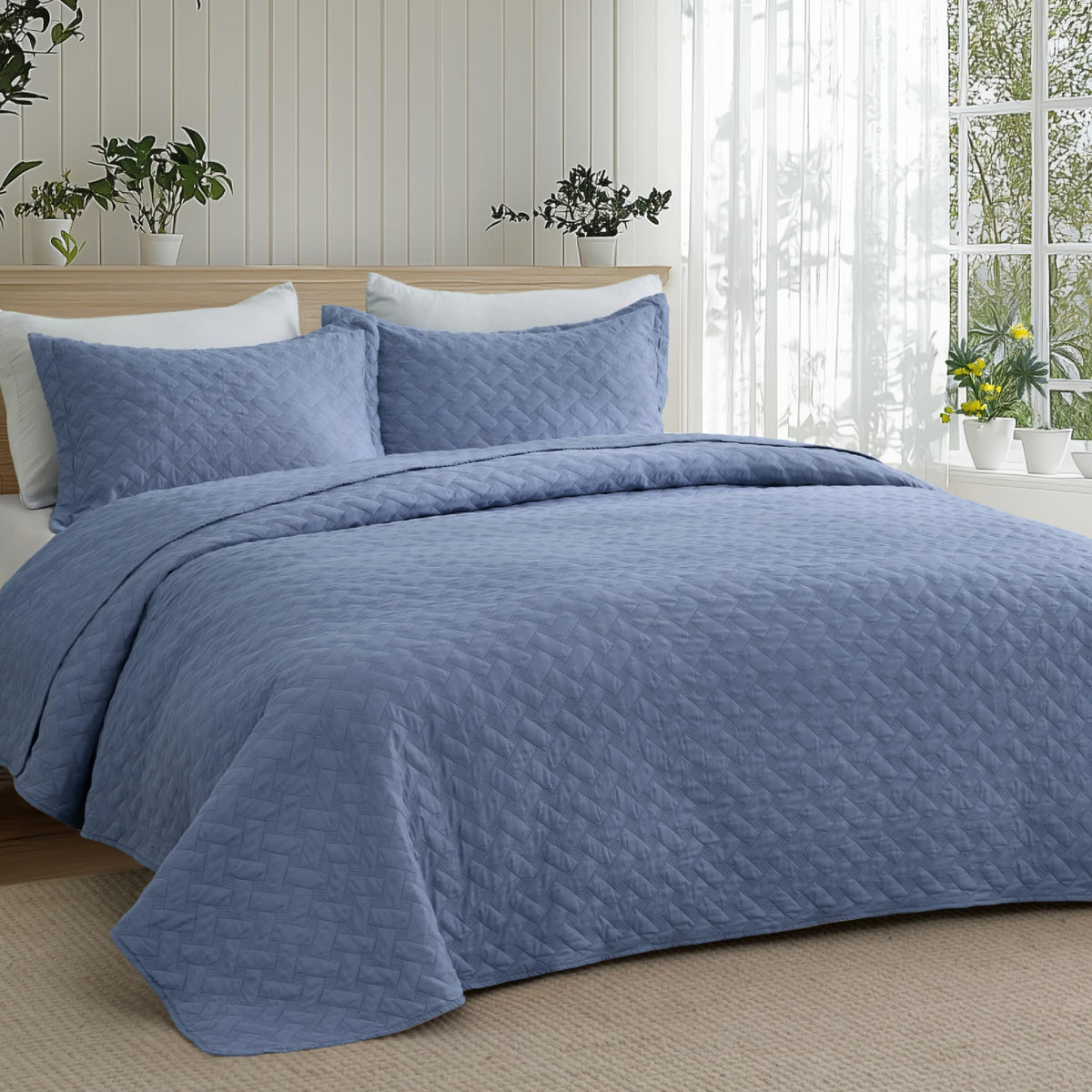 Bedsure vue entière de la couette minéral bleu apportant confort visuel