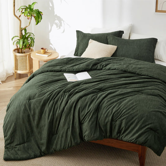 Bedsure couette olive vue entière sur lit offrant confort et esthétique