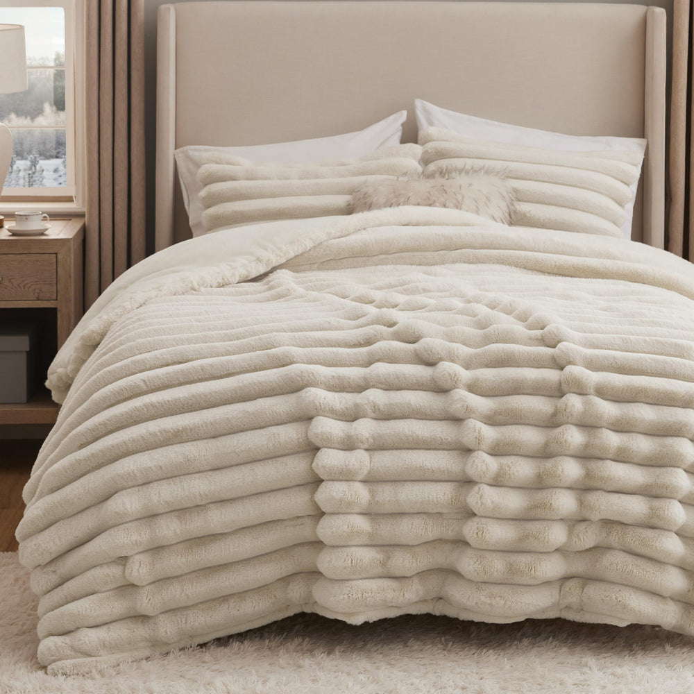 Bedsure couette king beige vue d'ensemble apportant chaleur et confort