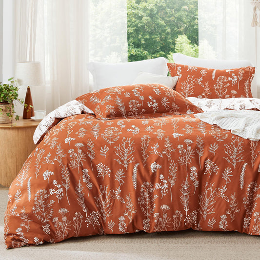 Bedsure couette face florale montrant motif botanique élégant et ambiance chaleureuse