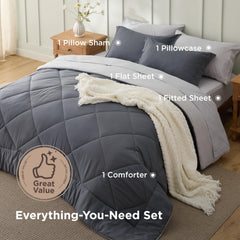 Bedsure couette gris clair gros plan, réversible pour varier style