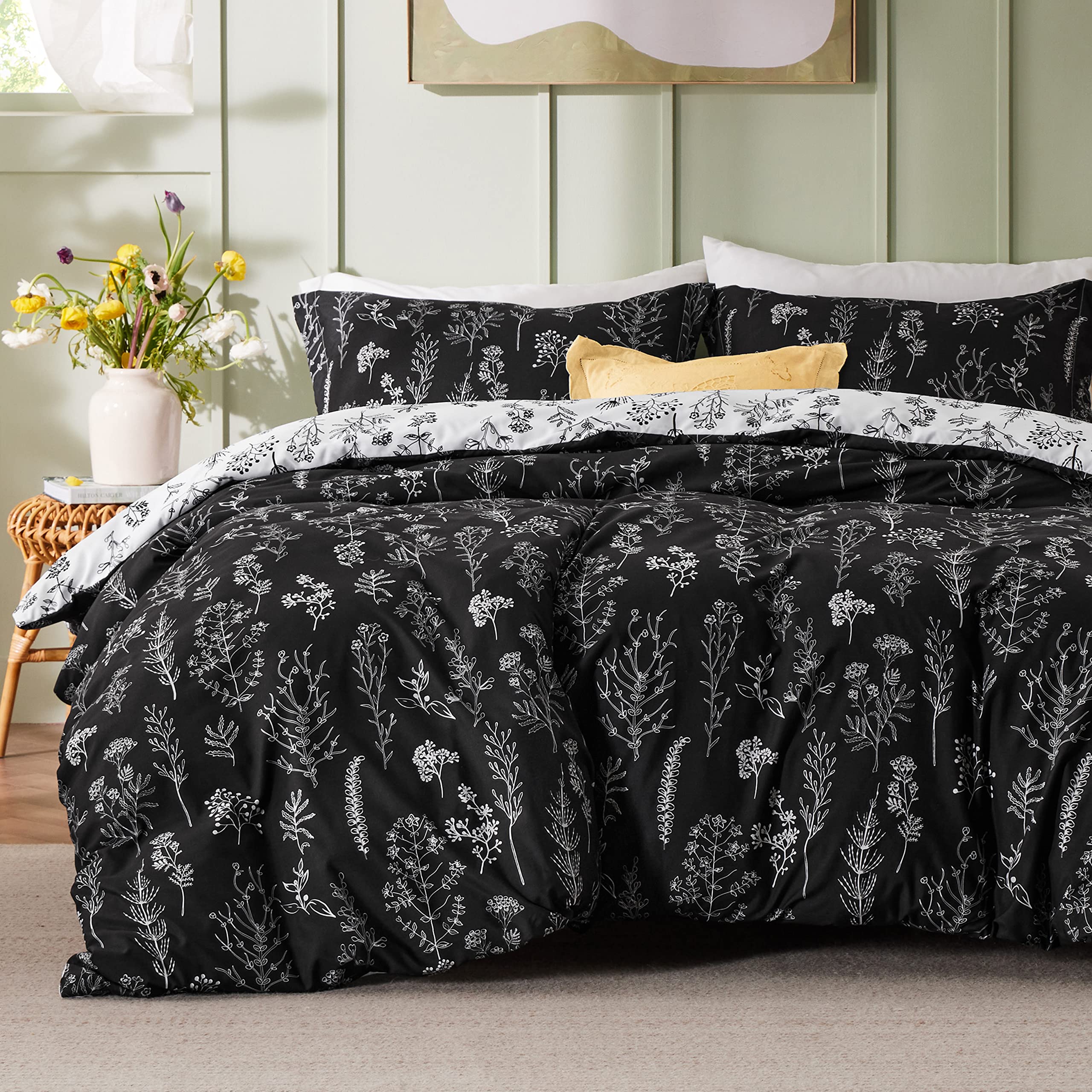 Bedsure couette face fleurie montrant motif botanique et élégance décorative