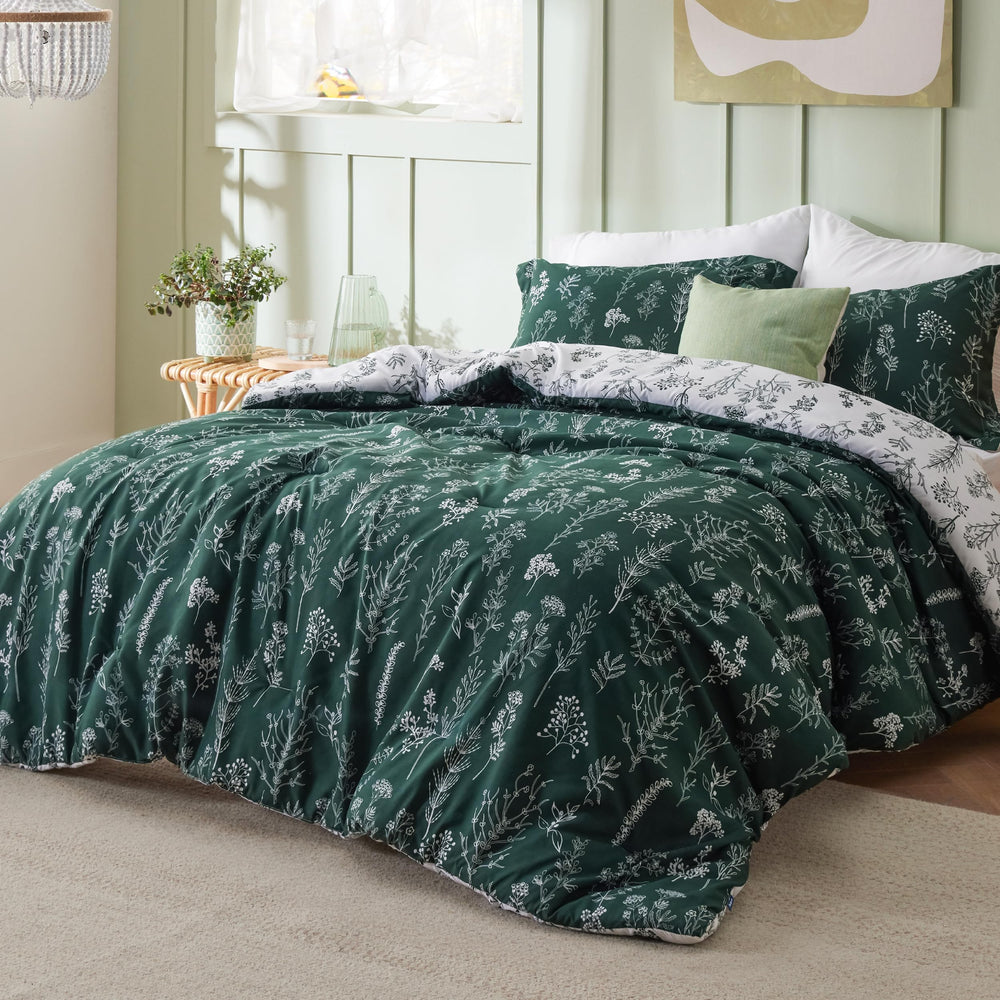 Bedsure couette face uni vert foncé offrant look apaisant et élégant