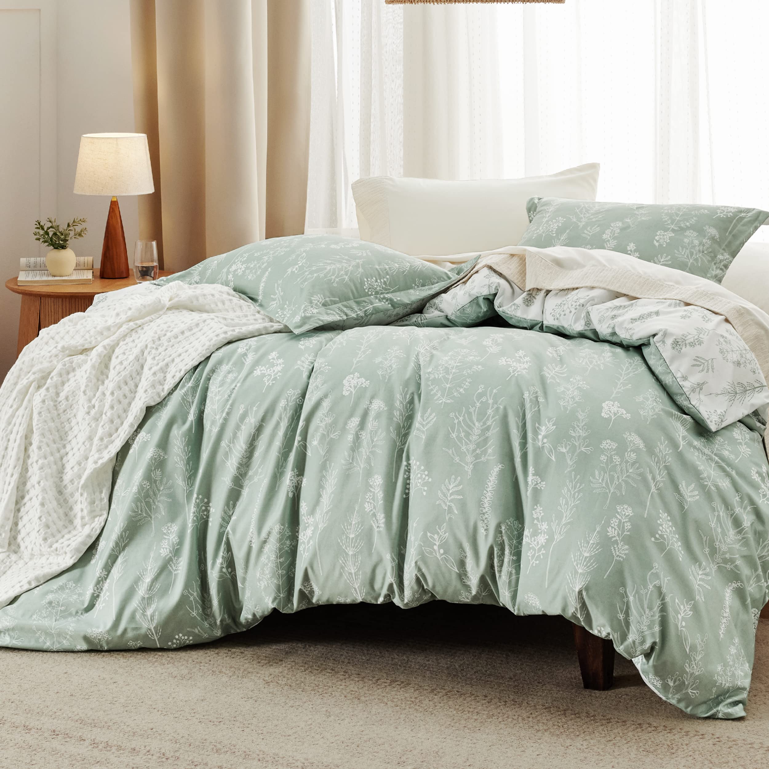 Bedsure couette face vert sauge pour un look apaisant et neutre