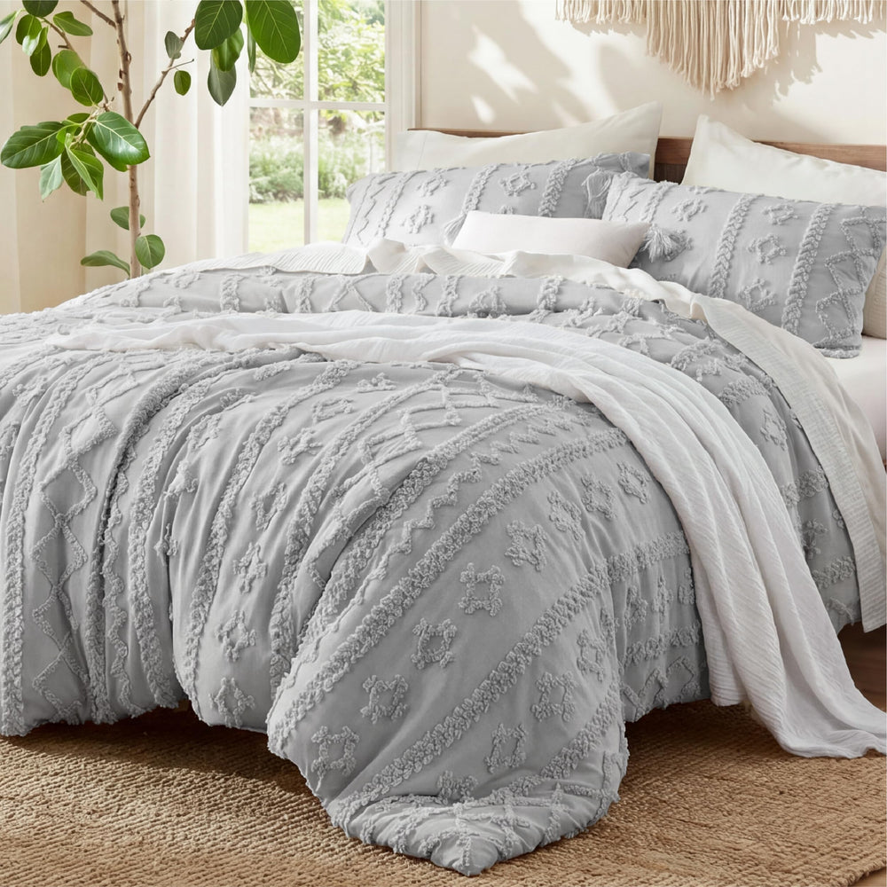 Bedsure couette face montrant motif bohème et finition élégante