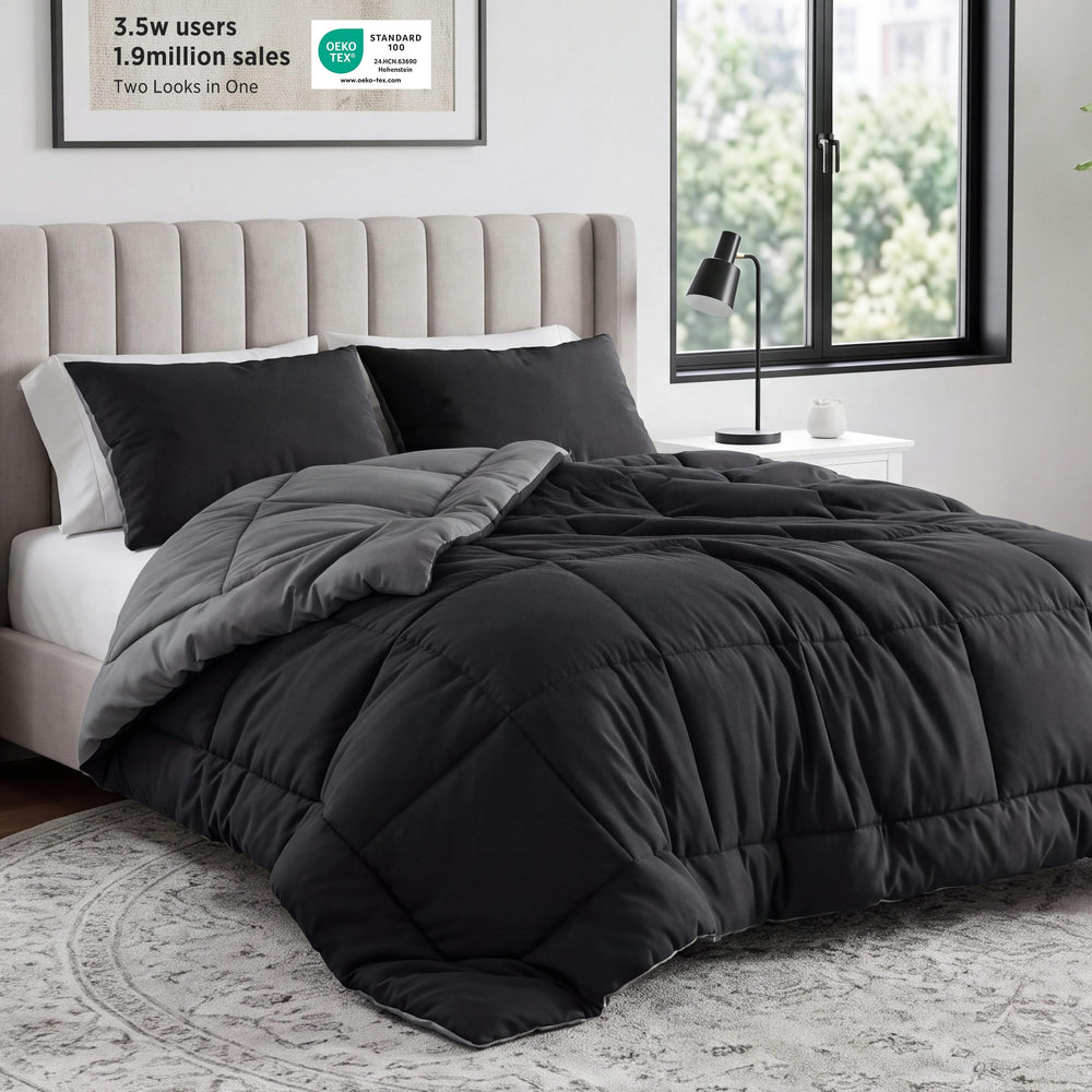 Bedsure vue avant de la couette king en emballage pratique et design
