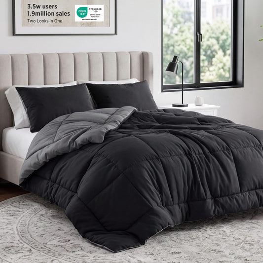 Bedsure vue avant de la couette king en emballage pratique et design