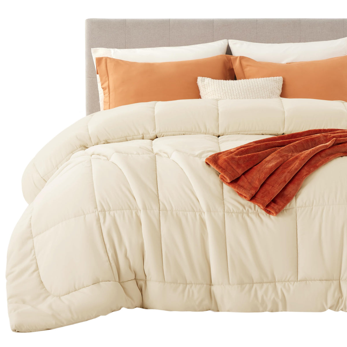 Bedsure couette face avant montrant style crème et finition pour confort visuel