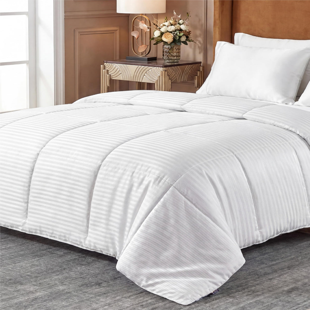 Bedsure couette face avant rayures blanches pour un look frais et confortable