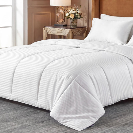Bedsure couette face avant rayures blanches pour un look frais et confortable