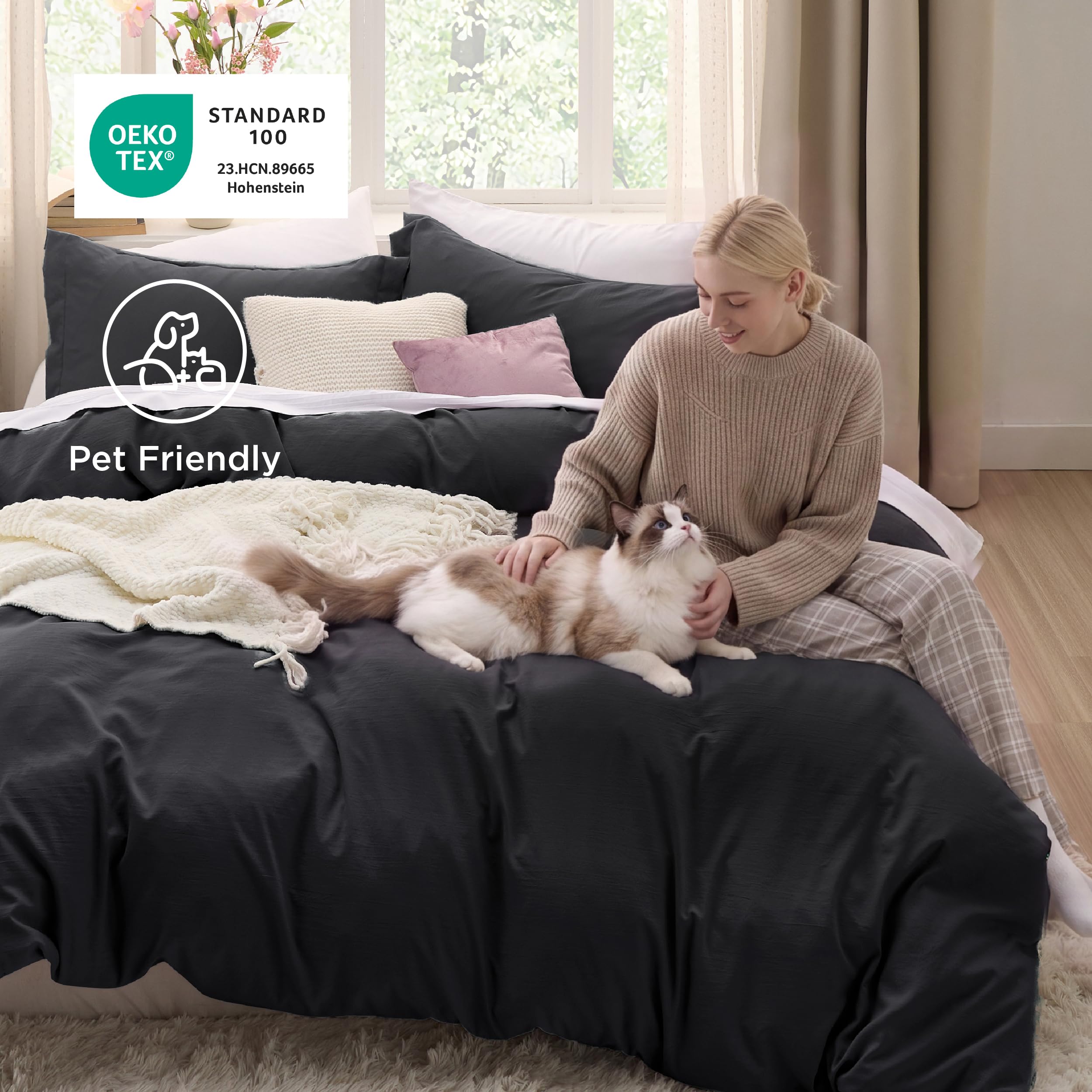 Bedsure housse king installée sur lit montrant l'ajustement