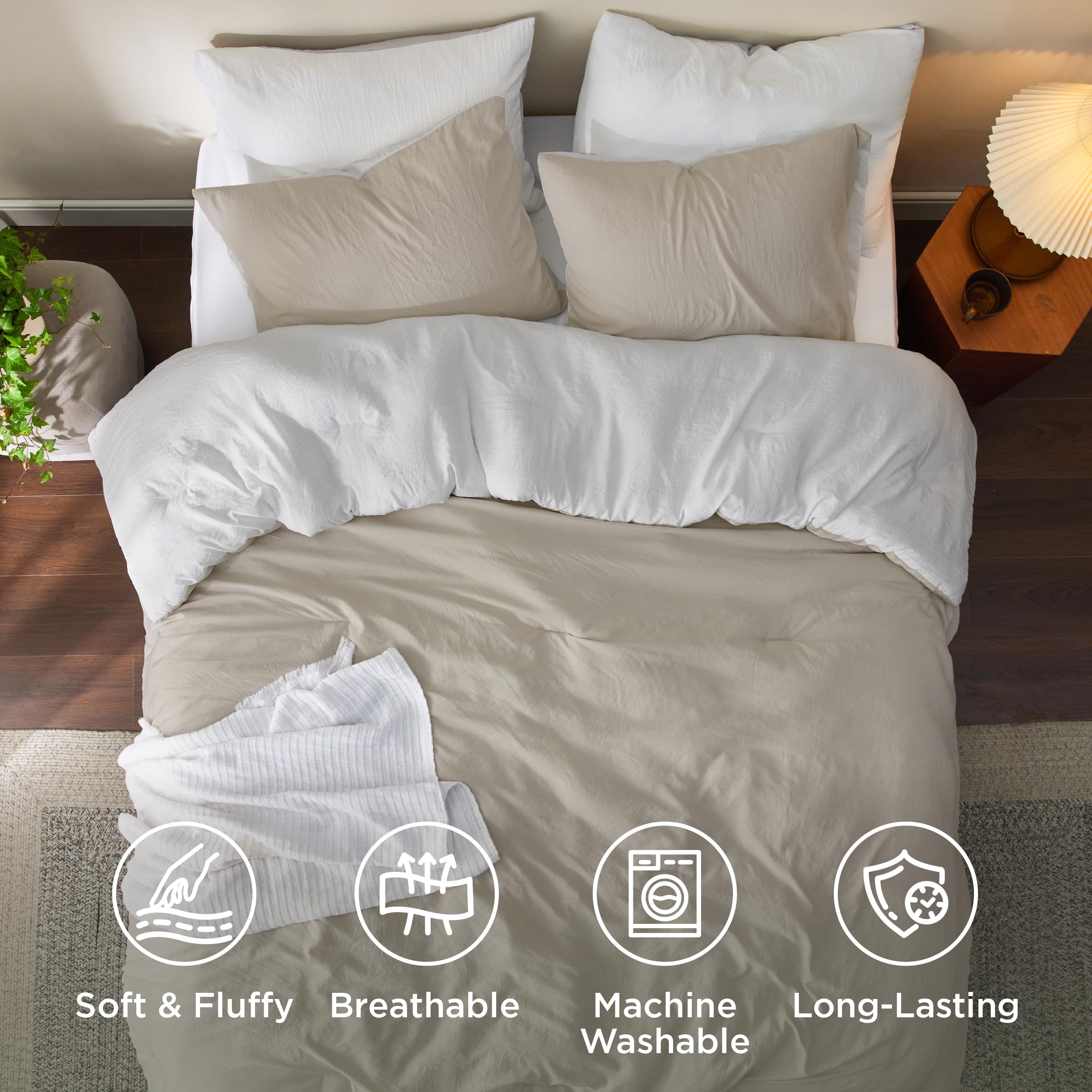 Bedsure couette installée sur lit dans une chambre stylée apportant chaleur