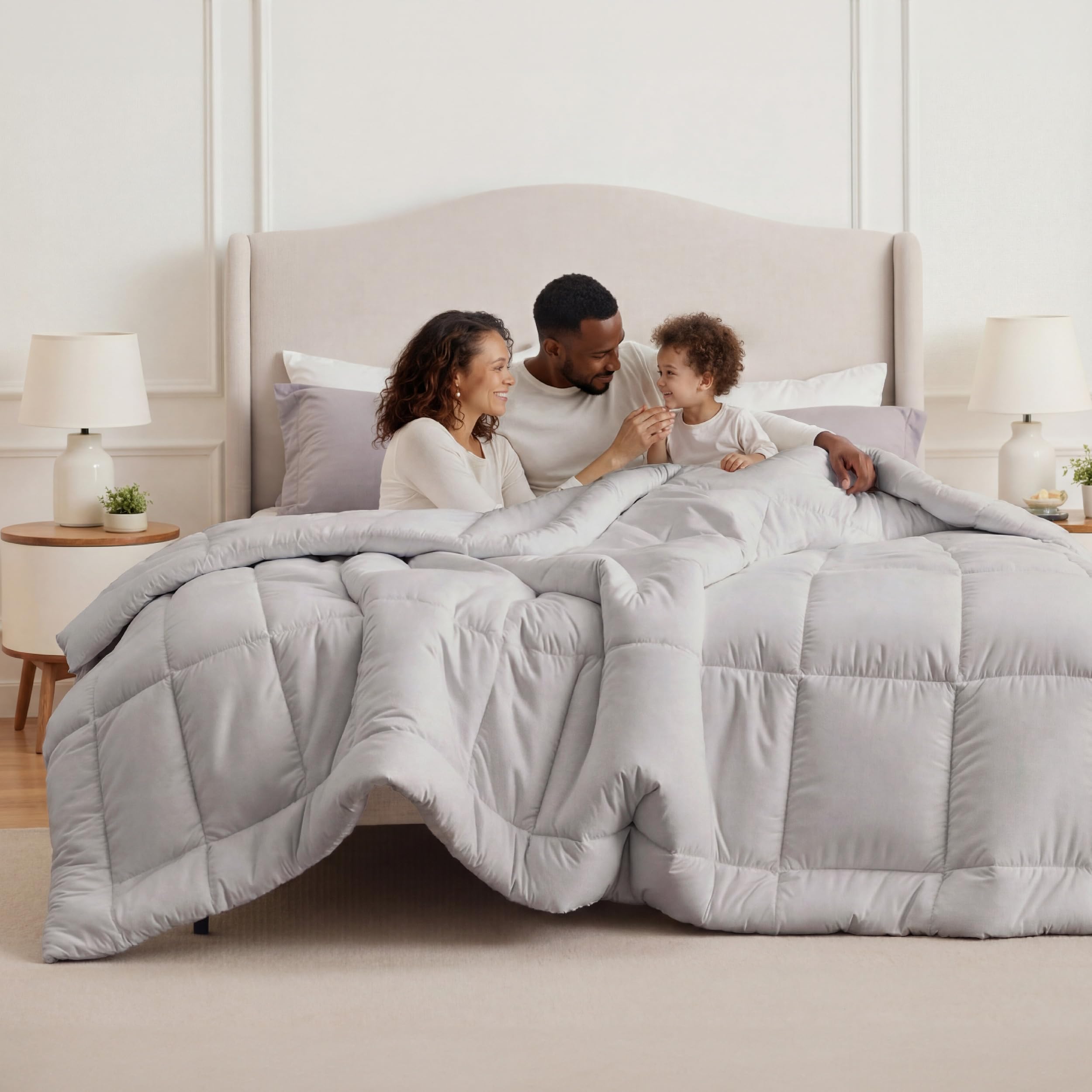 Bedsure couette oversized king face avant montrant tombé généreux