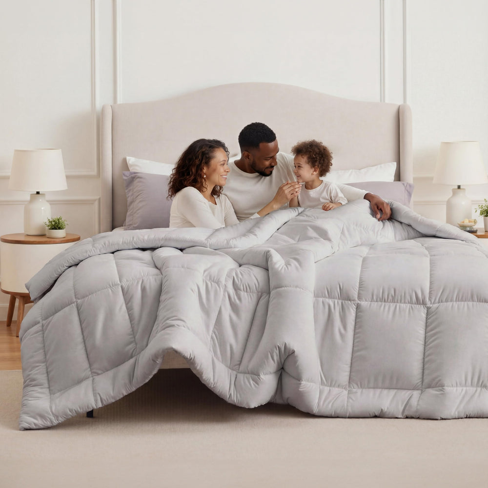 Bedsure couette oversized king face avant montrant tombé généreux