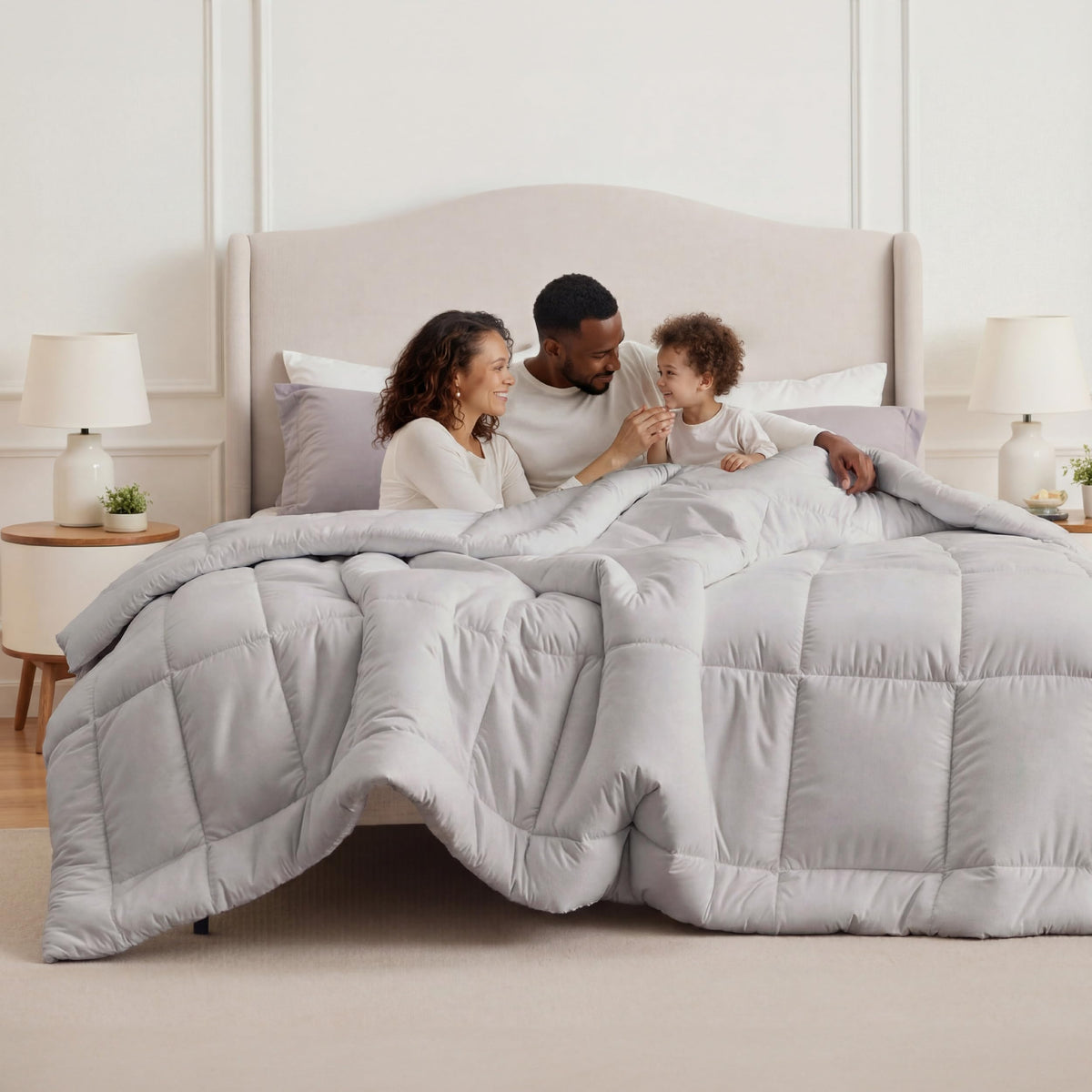 Bedsure couette oversized king face avant montrant tombé généreux